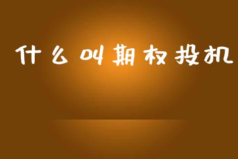 什么叫期权投机_https://wap.yjjixie.cn_保险理财_第1张
