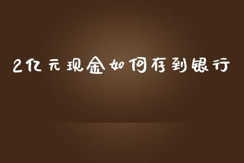 2亿元现金如何存到银行_https://wap.yjjixie.cn_保险理财_第1张