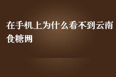 在手机上为什么看不到云南食糖网_https://wap.yjjixie.cn_证券市场_第1张