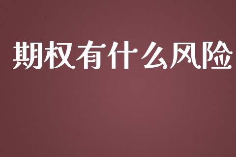 期权有什么风险_https://wap.yjjixie.cn_商业资讯_第1张