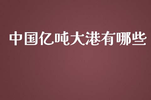 中国亿吨大港有哪些_https://wap.yjjixie.cn_港股行情_第1张