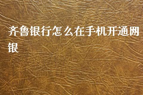 齐鲁银行怎么在手机开通网银_https://wap.yjjixie.cn_商业资讯_第1张