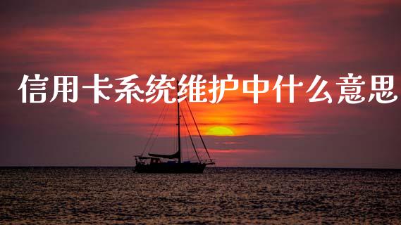 信用卡系统维护中什么意思_https://wap.yjjixie.cn_港股行情_第1张