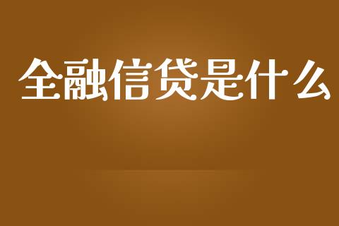 全融信贷是什么_https://wap.yjjixie.cn_证券市场_第1张