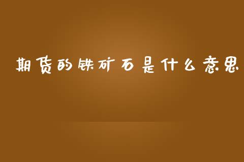 期货的铁矿石是什么意思_https://wap.yjjixie.cn_港股行情_第1张