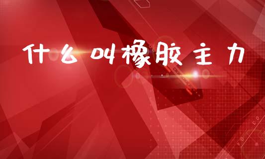 什么叫橡胶主力_https://wap.yjjixie.cn_商业资讯_第1张