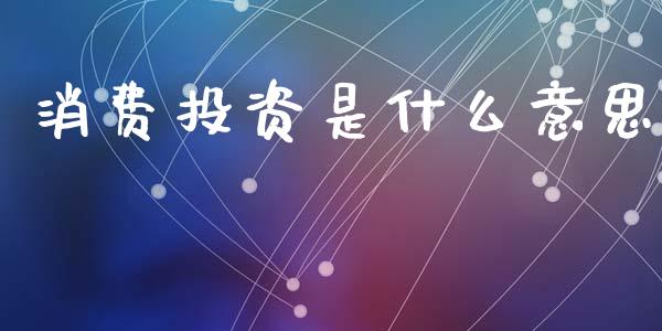 消费投资是什么意思_https://wap.yjjixie.cn_保险理财_第1张