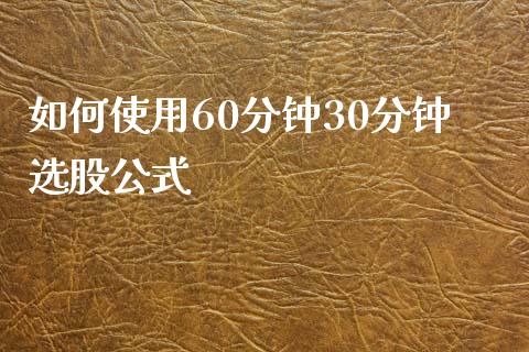 如何使用60分钟30分钟选股公式_https://wap.yjjixie.cn_证券市场_第1张