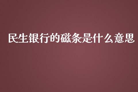 民生银行的磁条是什么意思_https://wap.yjjixie.cn_证券市场_第1张