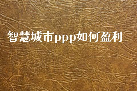 智慧城市ppp如何盈利_https://wap.yjjixie.cn_商业资讯_第1张