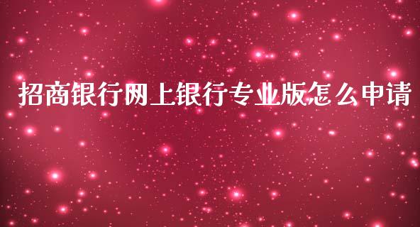 招商银行网上银行专业版怎么申请_https://wap.yjjixie.cn_商业资讯_第1张