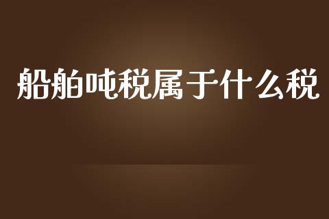 船舶吨税属于什么税_https://wap.yjjixie.cn_港股行情_第1张