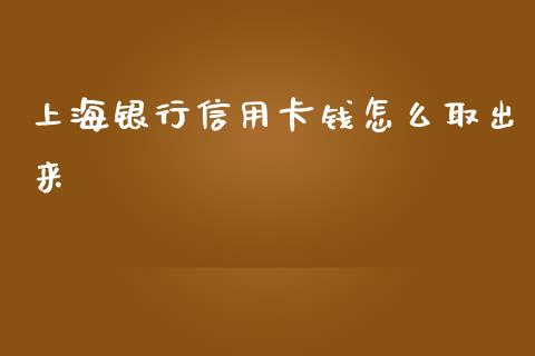 上海银行信用卡钱怎么取出来_https://wap.yjjixie.cn_商业资讯_第1张