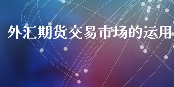 外汇期货交易市场的运用_https://wap.yjjixie.cn_证券市场_第1张