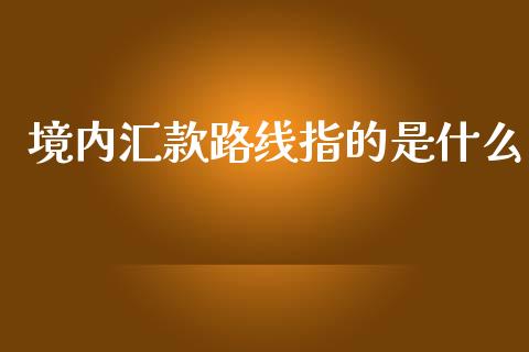 境内汇款路线指的是什么_https://wap.yjjixie.cn_商业资讯_第1张