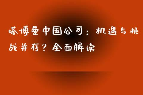 塔博曼中国公司：机遇与挑战并存？全面解读_https://wap.yjjixie.cn_证券市场_第1张