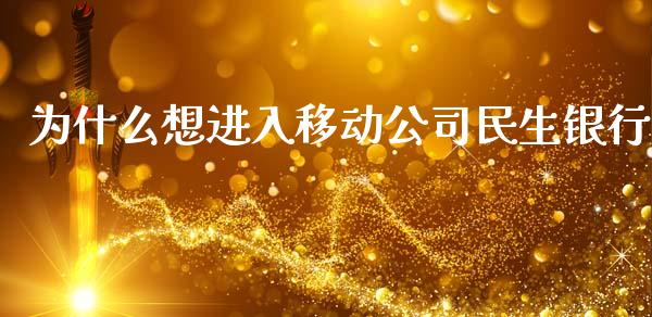 为什么想进入移动公司民生银行_https://wap.yjjixie.cn_商业资讯_第1张