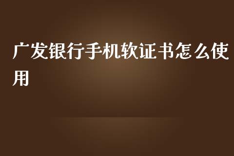广发银行手机软证书怎么使用_https://wap.yjjixie.cn_港股行情_第1张