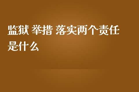 监狱 举措 落实两个责任是什么_https://wap.yjjixie.cn_证券市场_第1张