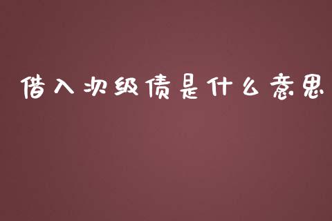 借入次级债是什么意思_https://wap.yjjixie.cn_港股行情_第1张
