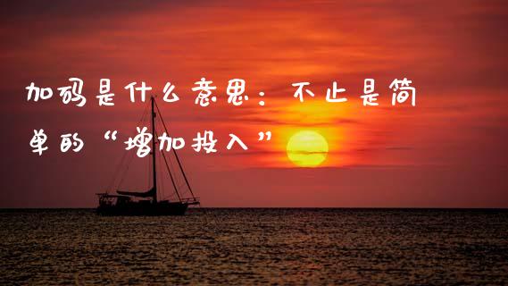 加码是什么意思：不止是简单的“增加投入”_https://wap.yjjixie.cn_证券市场_第1张