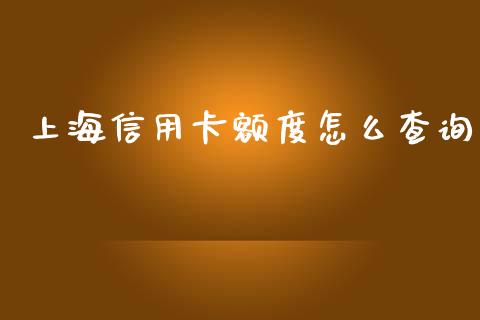 上海信用卡额度怎么查询_https://wap.yjjixie.cn_商业资讯_第1张