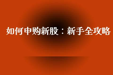 如何申购新股：新手全攻略_https://wap.yjjixie.cn_保险理财_第1张