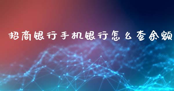 招商银行手机银行怎么查余额_https://wap.yjjixie.cn_保险理财_第1张