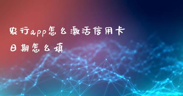 农行app怎么激活信用卡日期怎么填_https://wap.yjjixie.cn_证券市场_第1张