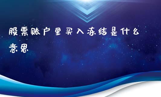 股票账户里买入冻结是什么意思_https://wap.yjjixie.cn_港股行情_第1张
