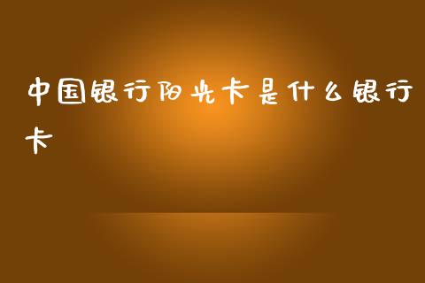 中国银行阳光卡是什么银行卡_https://wap.yjjixie.cn_港股行情_第1张