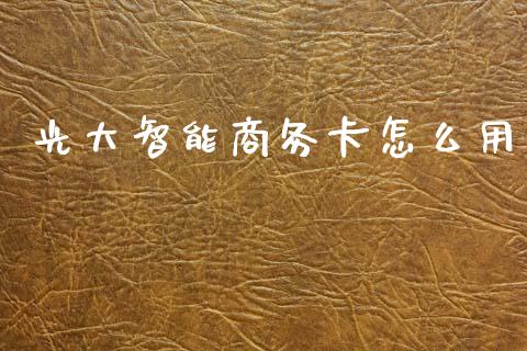 光大智能商务卡怎么用_https://wap.yjjixie.cn_港股行情_第1张