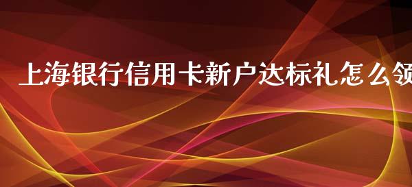 上海银行信用卡新户达标礼怎么领_https://wap.yjjixie.cn_证券市场_第1张