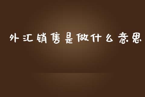 外汇销售是做什么意思_https://wap.yjjixie.cn_保险理财_第1张