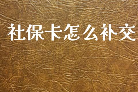 社保卡怎么补交_https://wap.yjjixie.cn_证券市场_第1张