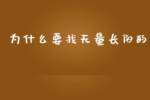 为什么要找无量长阳的_https://wap.yjjixie.cn_商业资讯_第1张
