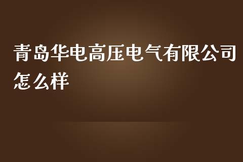 青岛华电高压电气有限公司怎么样_https://wap.yjjixie.cn_证券市场_第1张