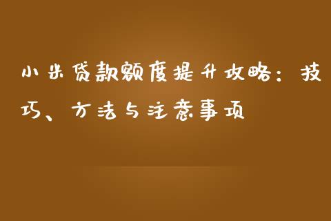 小米贷款额度提升攻略：技巧、方法与注意事项_https://wap.yjjixie.cn_港股行情_第1张