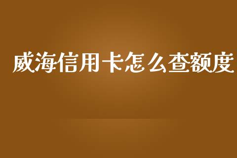 威海信用卡怎么查额度_https://wap.yjjixie.cn_保险理财_第1张
