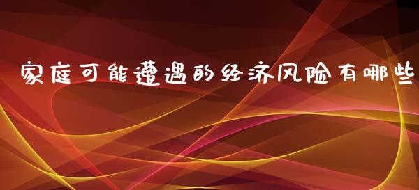家庭可能遭遇的经济风险有哪些_https://wap.yjjixie.cn_证券市场_第1张
