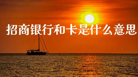 招商银行和卡是什么意思_https://wap.yjjixie.cn_保险理财_第1张