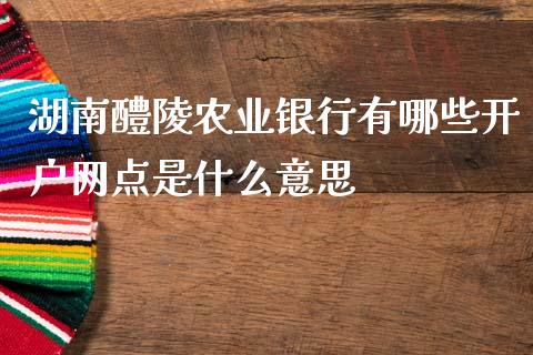 湖南醴陵农业银行有哪些开户网点是什么意思_https://wap.yjjixie.cn_保险理财_第1张