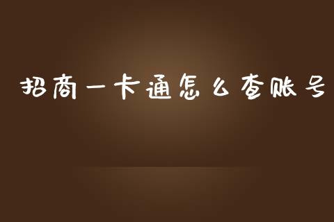 招商一卡通怎么查账号_https://wap.yjjixie.cn_港股行情_第1张