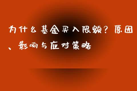 为什么基金买入限额？原因、影响与应对策略_https://wap.yjjixie.cn_港股行情_第1张
