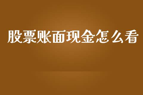 股票账面现金怎么看_https://wap.yjjixie.cn_保险理财_第1张