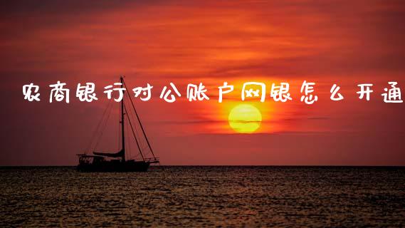 农商银行对公账户网银怎么开通_https://wap.yjjixie.cn_港股行情_第1张
