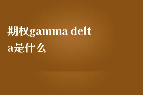 期权gamma delta是什么_https://wap.yjjixie.cn_商业资讯_第1张