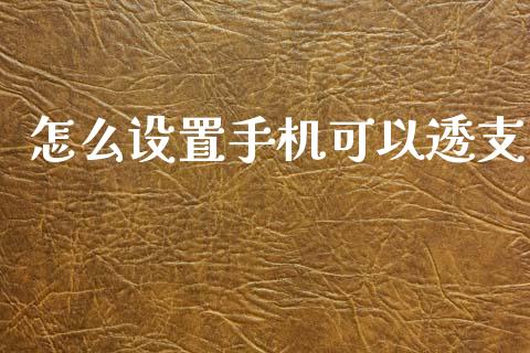 怎么设置手机可以透支_https://wap.yjjixie.cn_保险理财_第1张