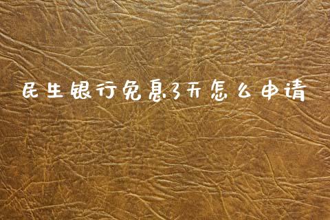 民生银行免息3天怎么申请_https://wap.yjjixie.cn_商业资讯_第1张