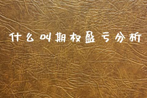 什么叫期权盈亏分析_https://wap.yjjixie.cn_港股行情_第1张